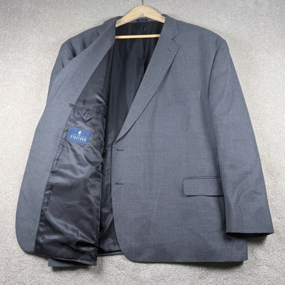 Stafford Blazer Men 52S Grey Big and Tall Year Round Houndstooth